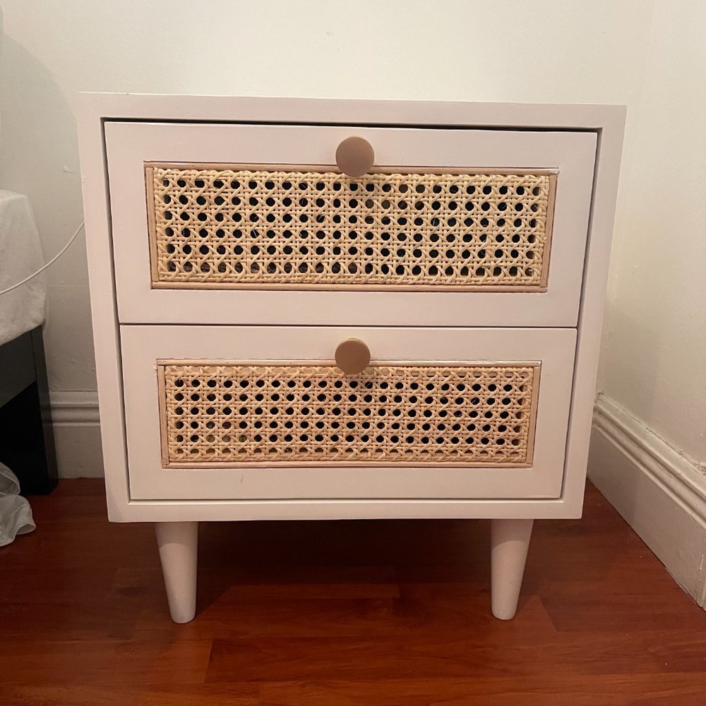 farm house 2 drawer nightstand table white